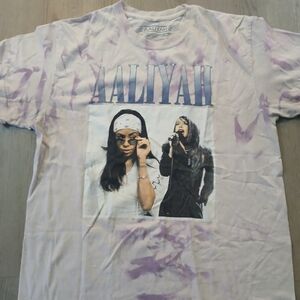 Aaliyah Graphic T-Shirt with Purple Tie-Dye Hip Hop 90s Rnb